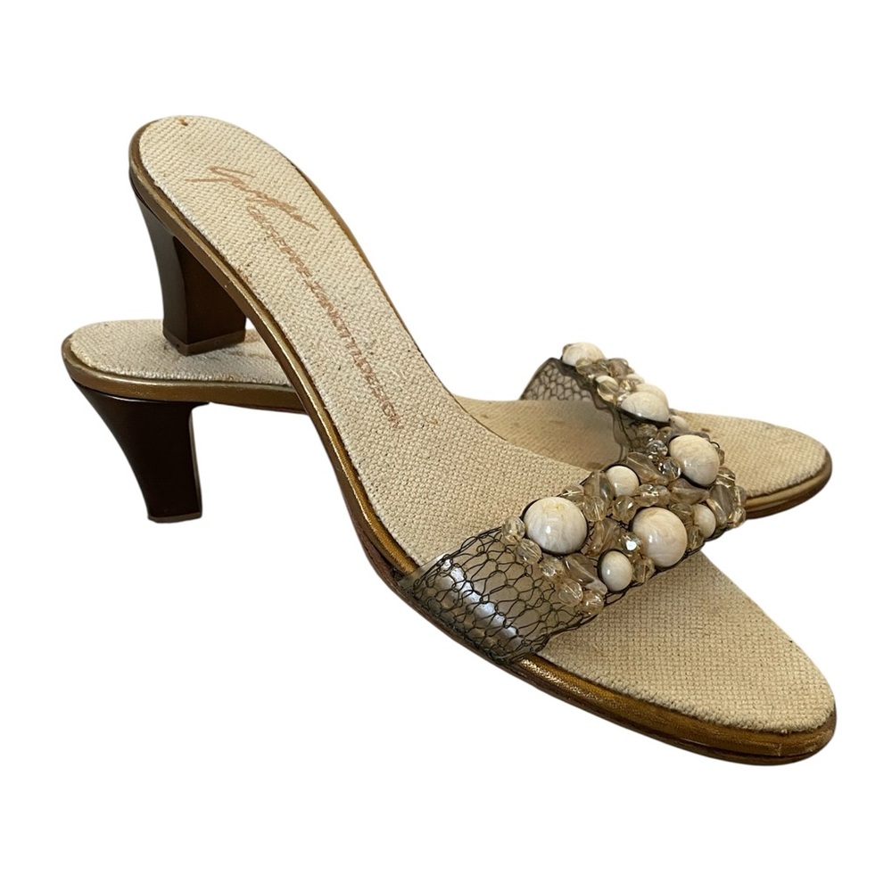 Vintage Giuseppe Zanotti Sz 39 Beaded Pearl Heels